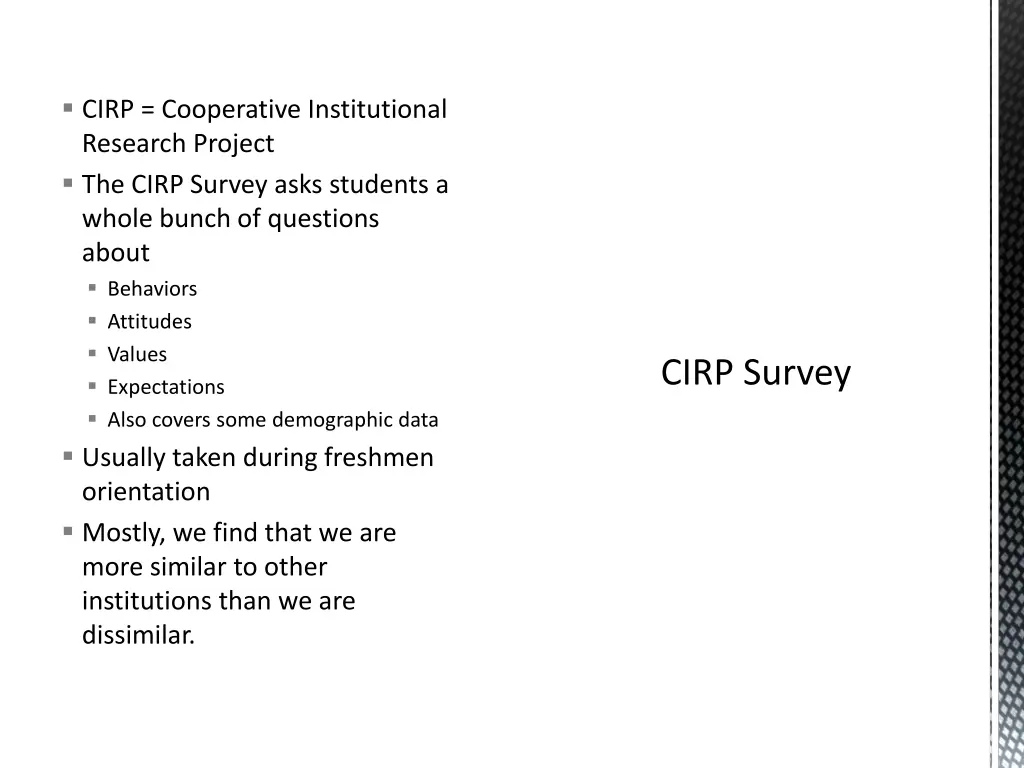 cirp cooperative institutional research project