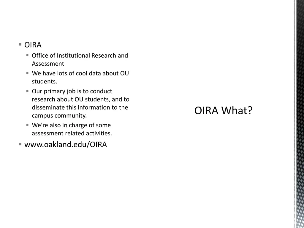 oira office of institutional research