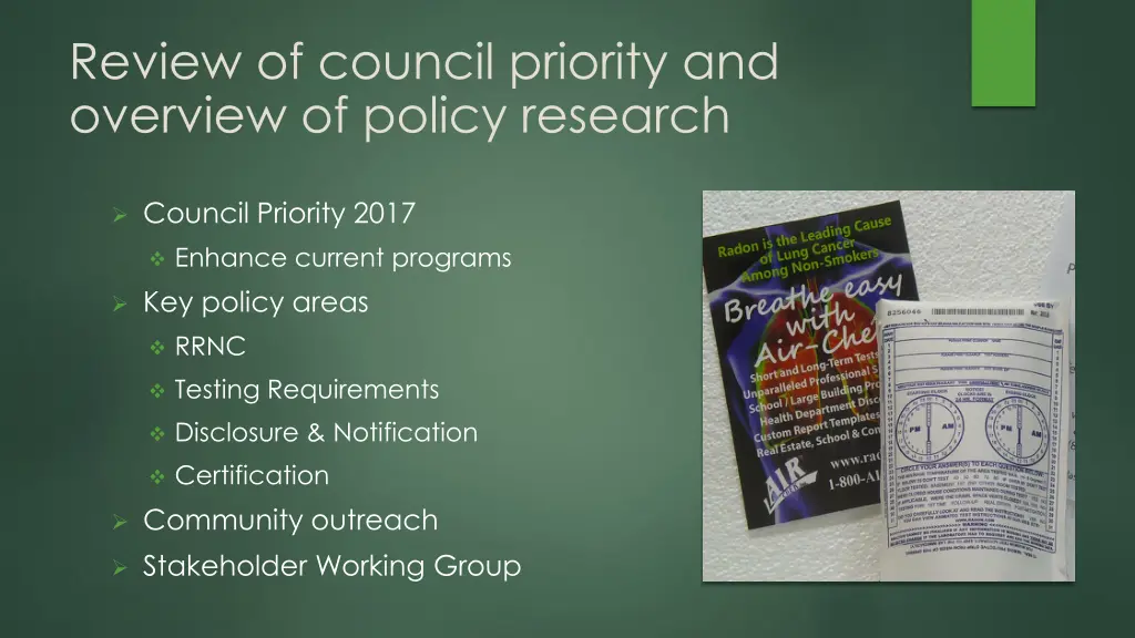 review of council priority and overview of policy