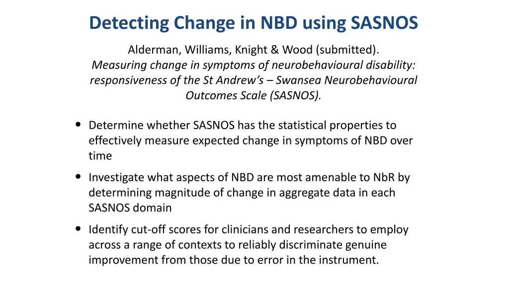 detecting change in nbd using sasnos