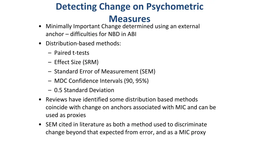 detecting change on psychometric measures