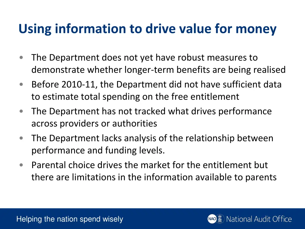 using information to drive value for money