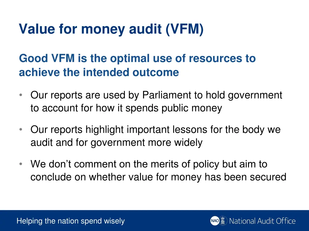 value for money audit vfm