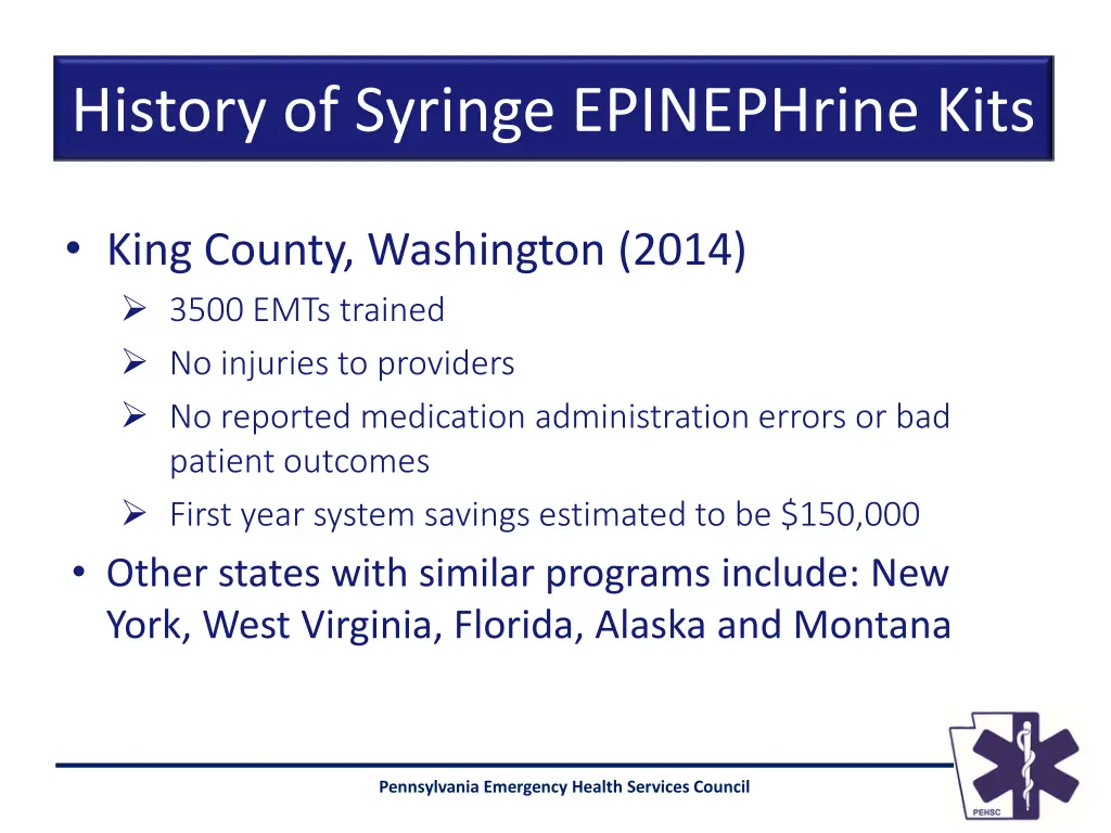 history of syringe epinephrine kits