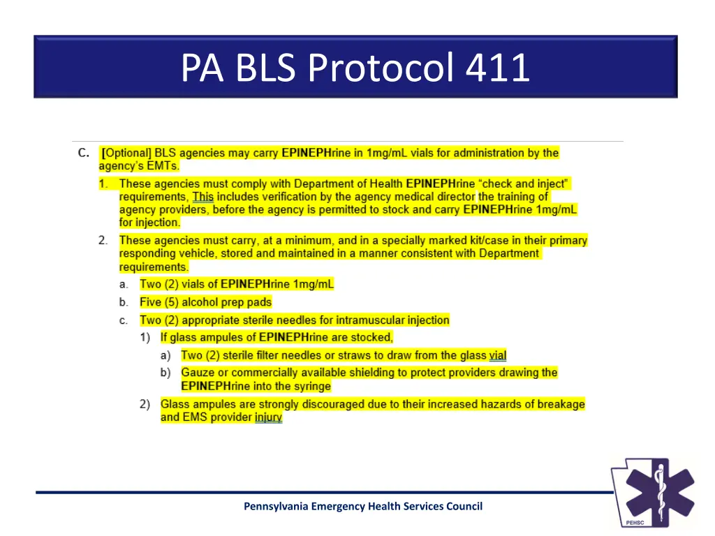 pa bls protocol 411 1