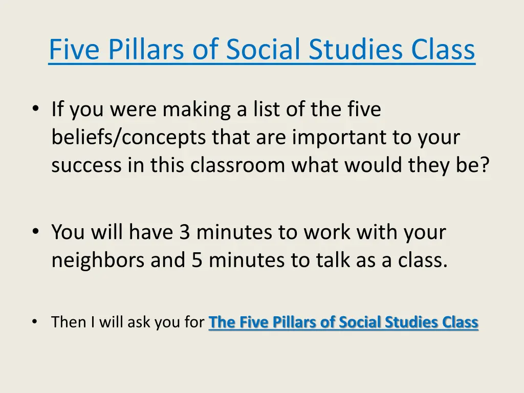 five pillars of social studies class