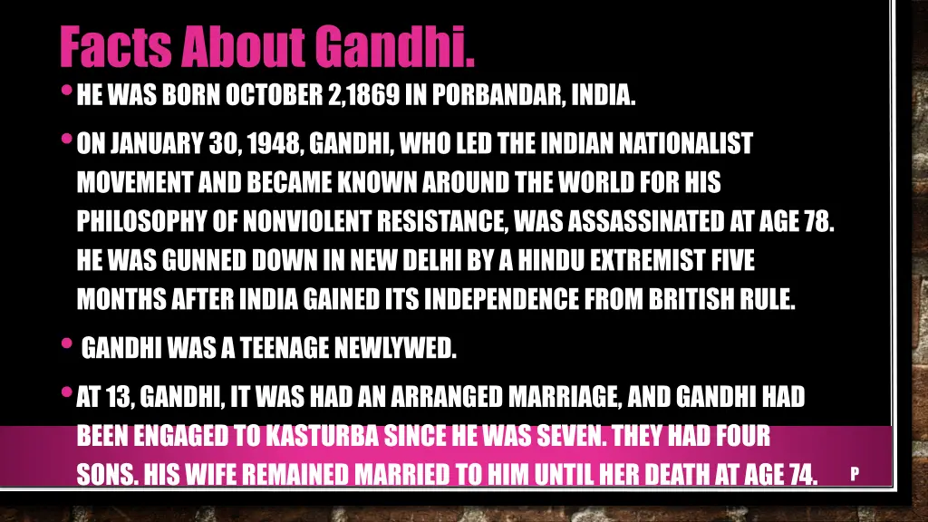 facts about gandhi he was born october 2 1869