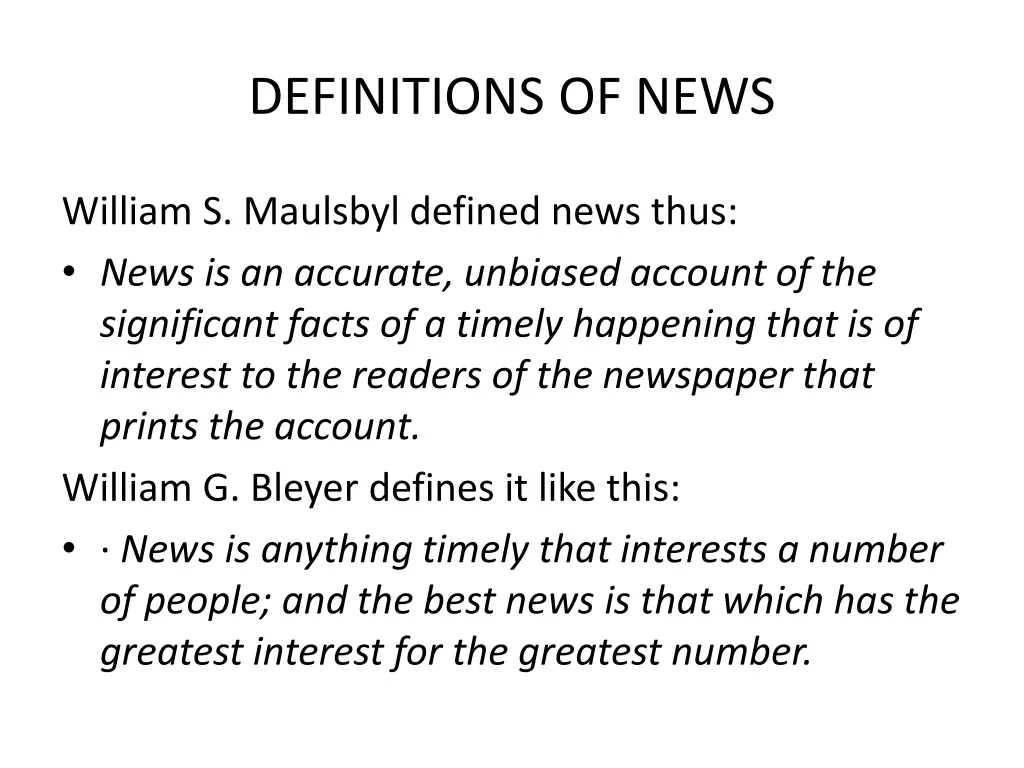 definitions of news