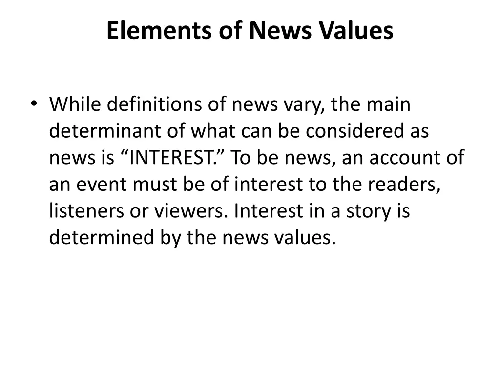 elements of news values