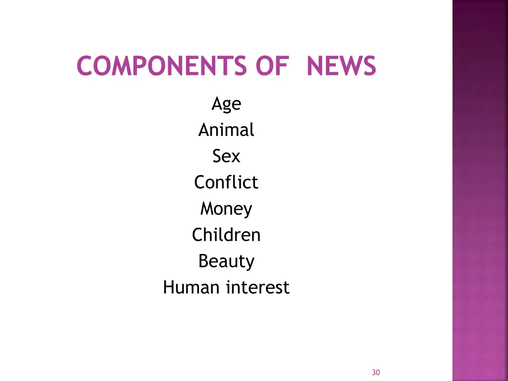 components of news