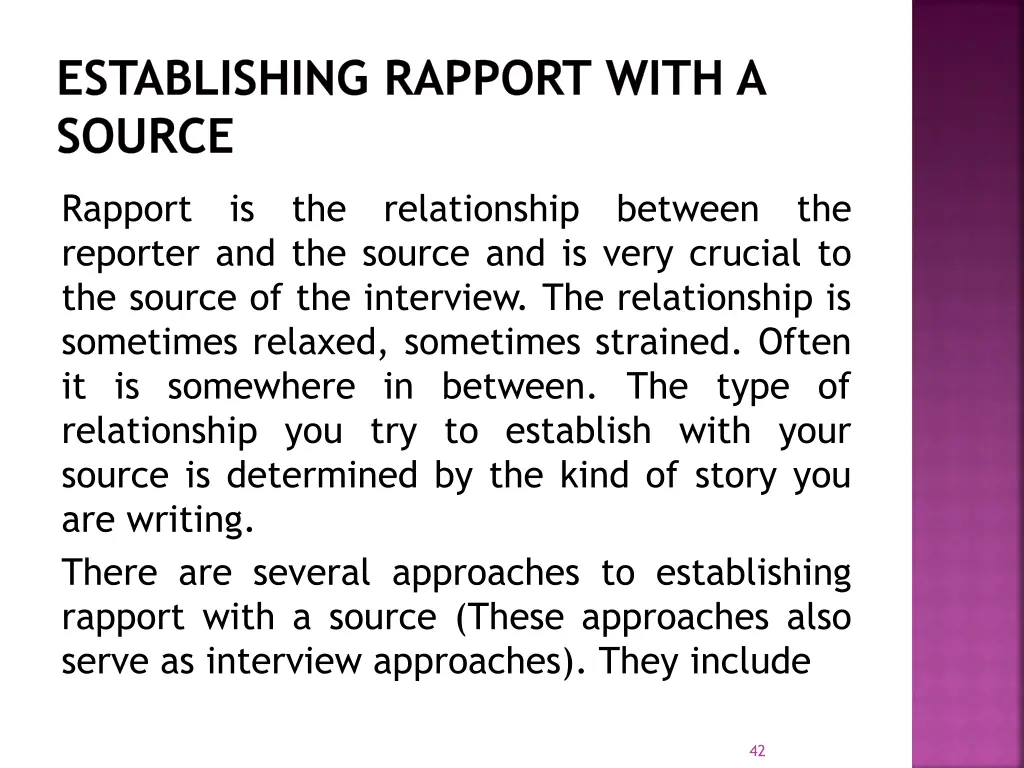 establishing rapport with a source