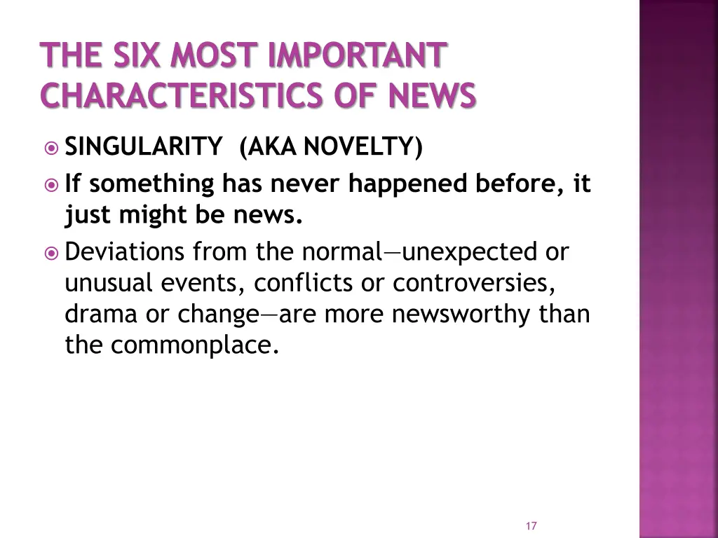 the six most important characteristics of news 3