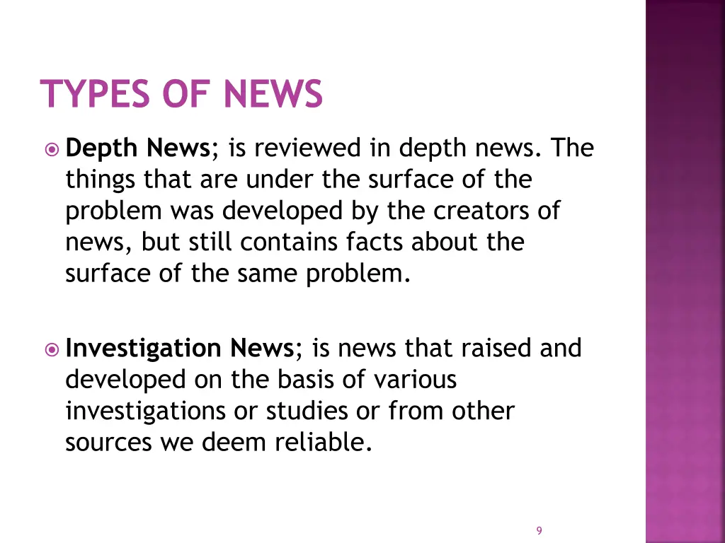 types of news