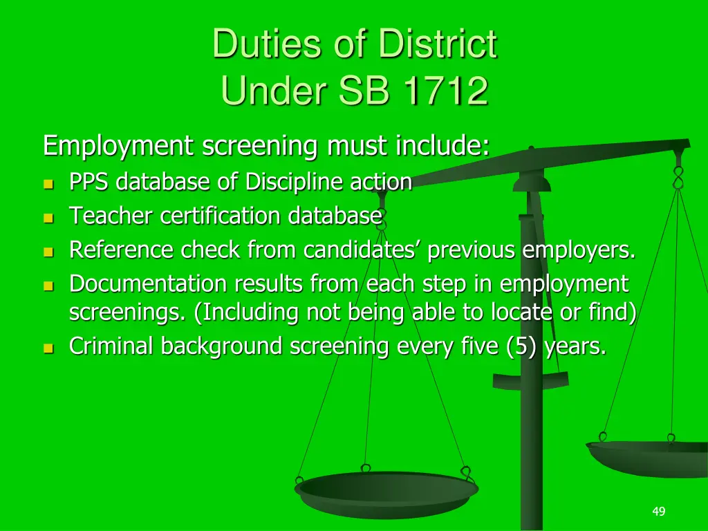 duties of district under sb 1712