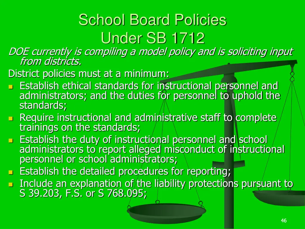 school board policies under sb 1712 doe currently