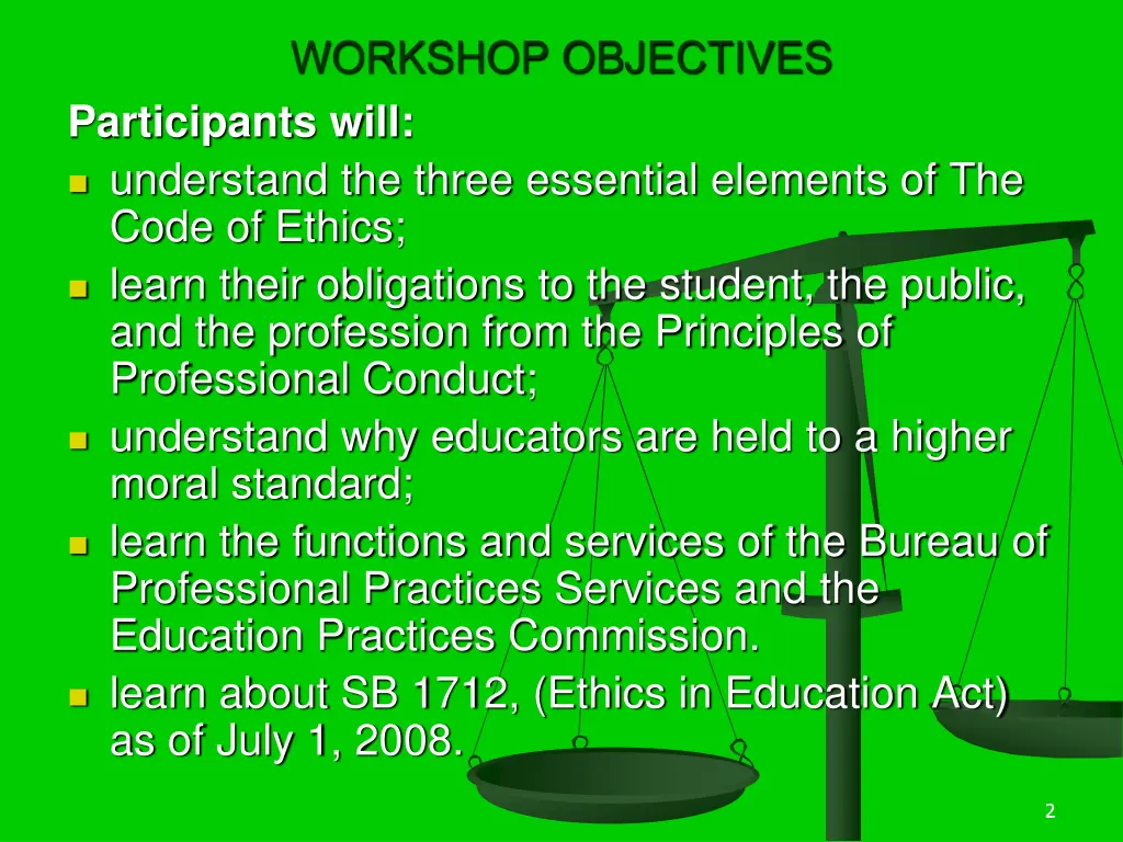 workshop objectives participants will understand