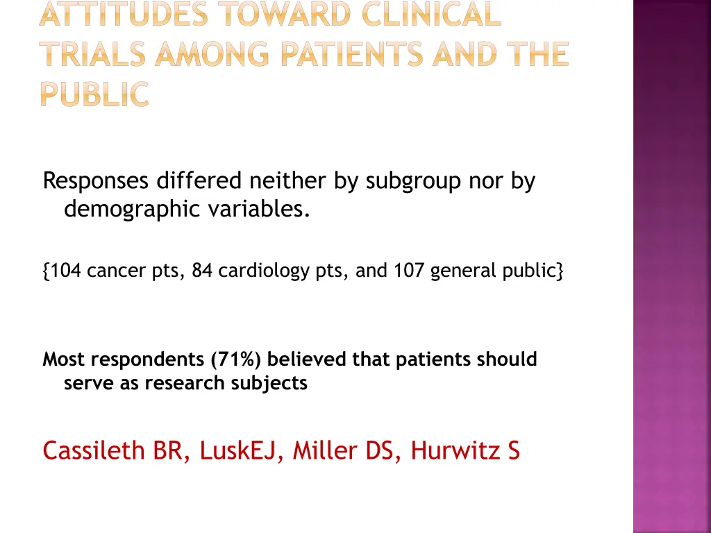 attitudes toward clinical trials among patients