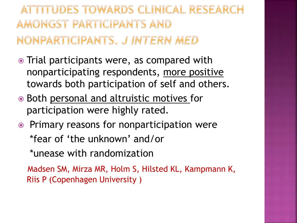 attitudes towards clinical research amongst