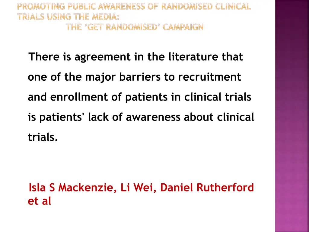 promoting public awareness of randomised clinical