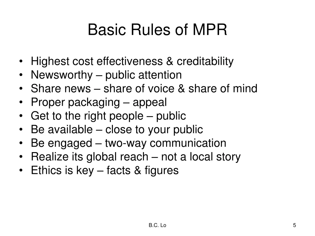 basic rules of mpr