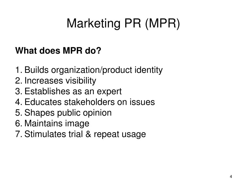 marketing pr mpr