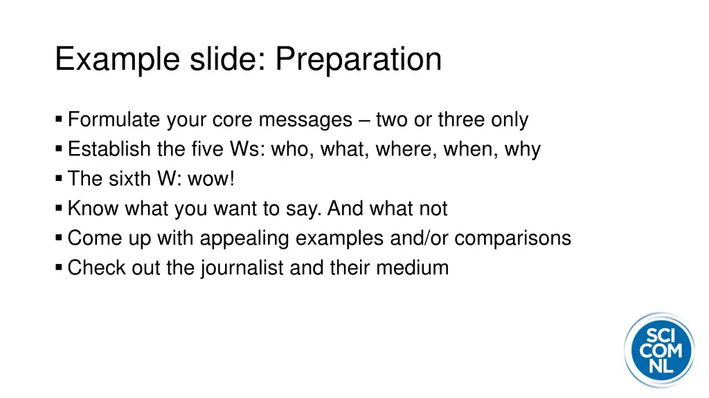 example slide preparation