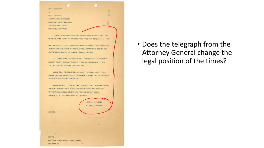 does the telegraph from the attorney general