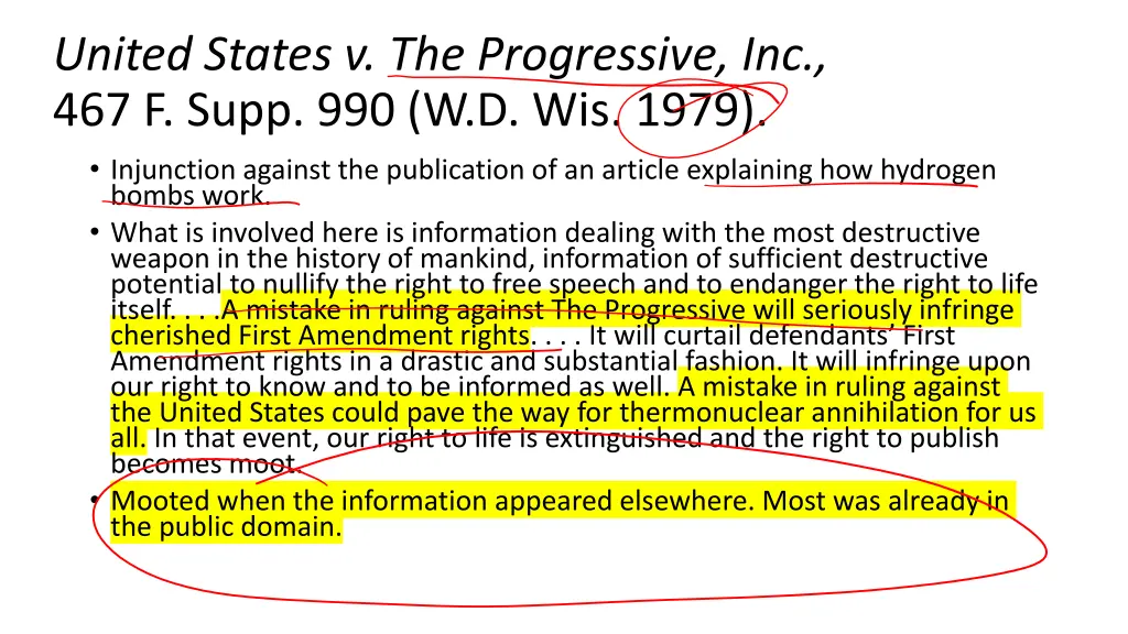 united states v the progressive inc 467 f supp