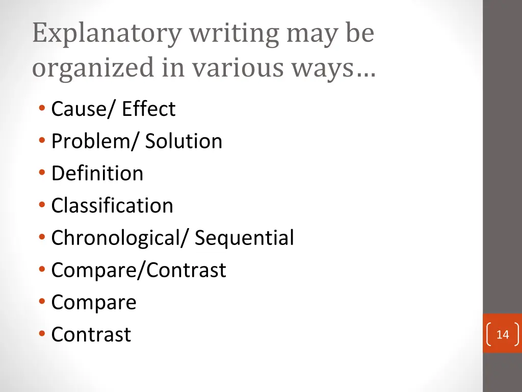 explanatory writing may be organized in various