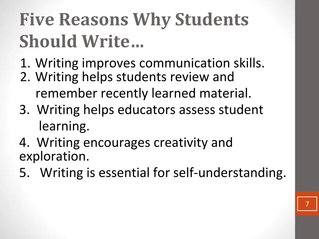 five reasons why students should write 1 writing