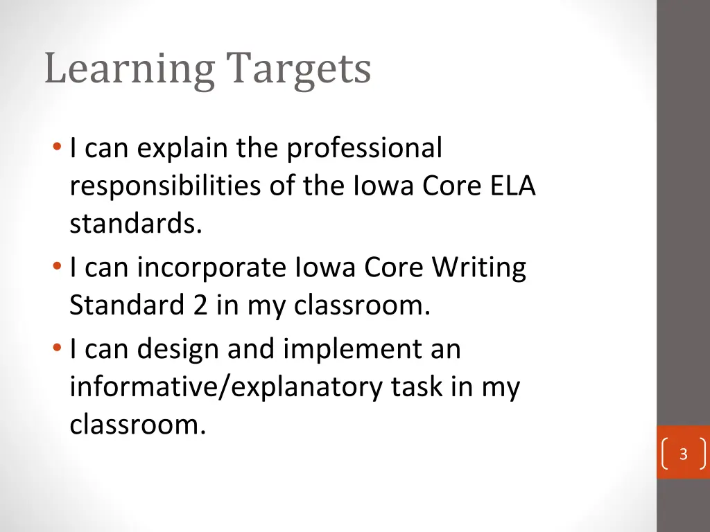 learning targets