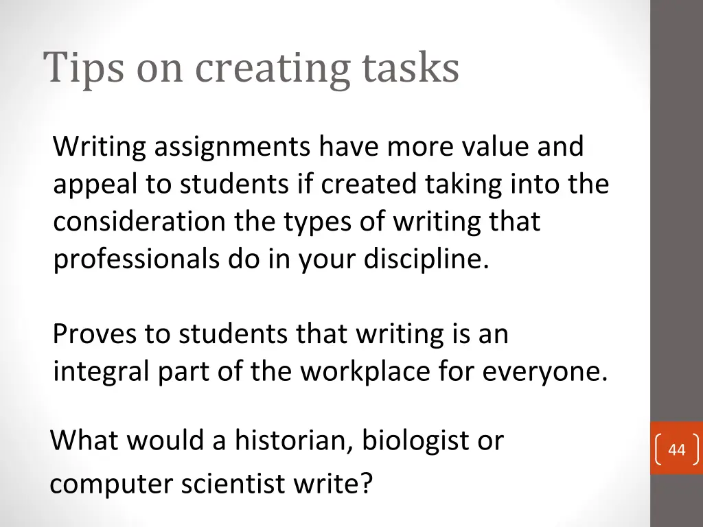 tips on creating tasks