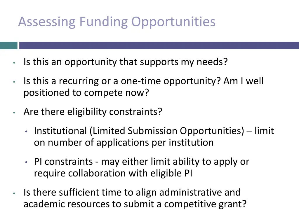 assessing funding opportunities