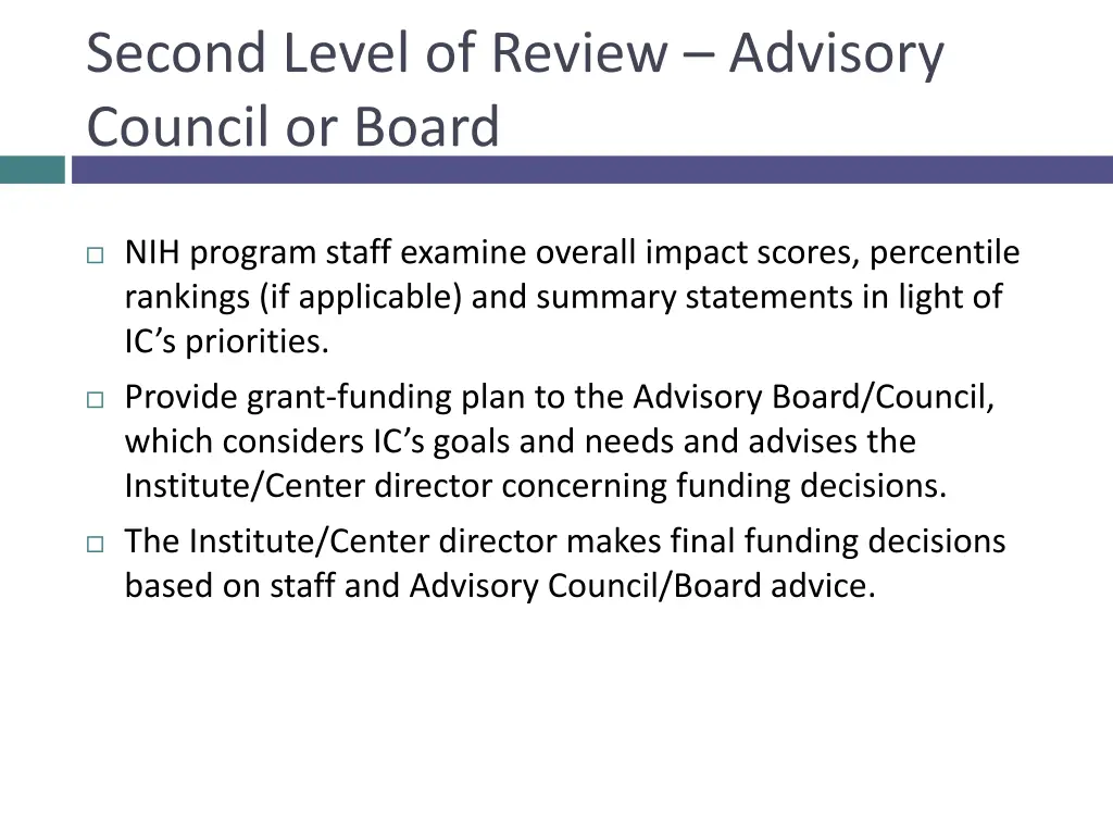 second level of review advisory council or board