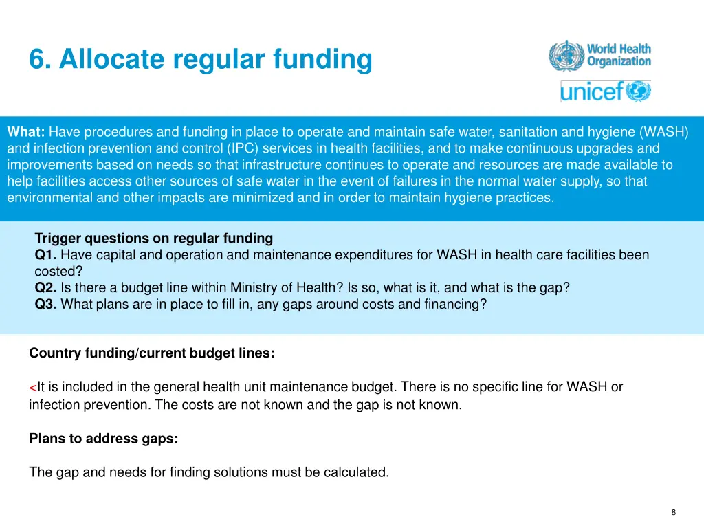 6 allocate regular funding