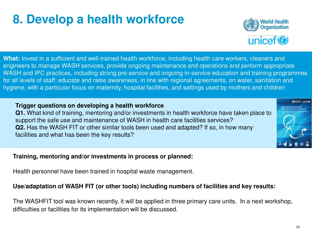 8 develop a health workforce