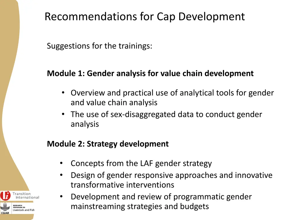 recommendations for cap development 1