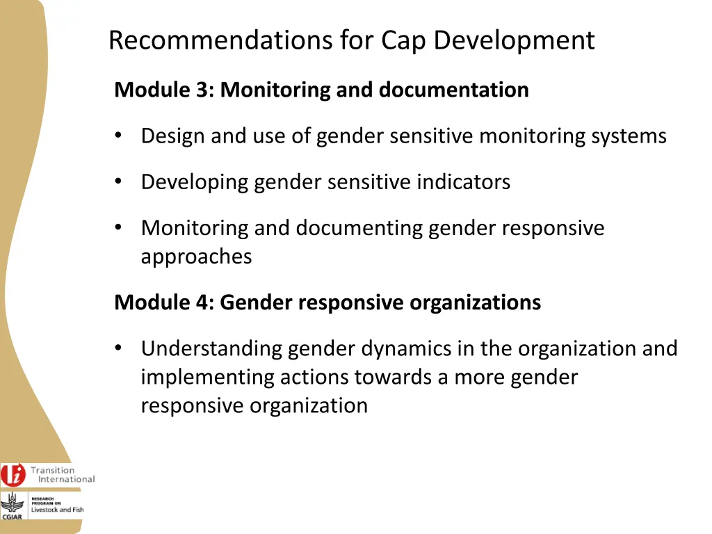 recommendations for cap development 2