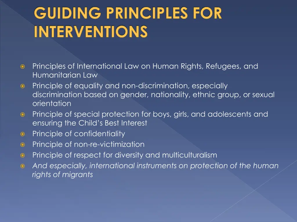 guiding principles for interventions