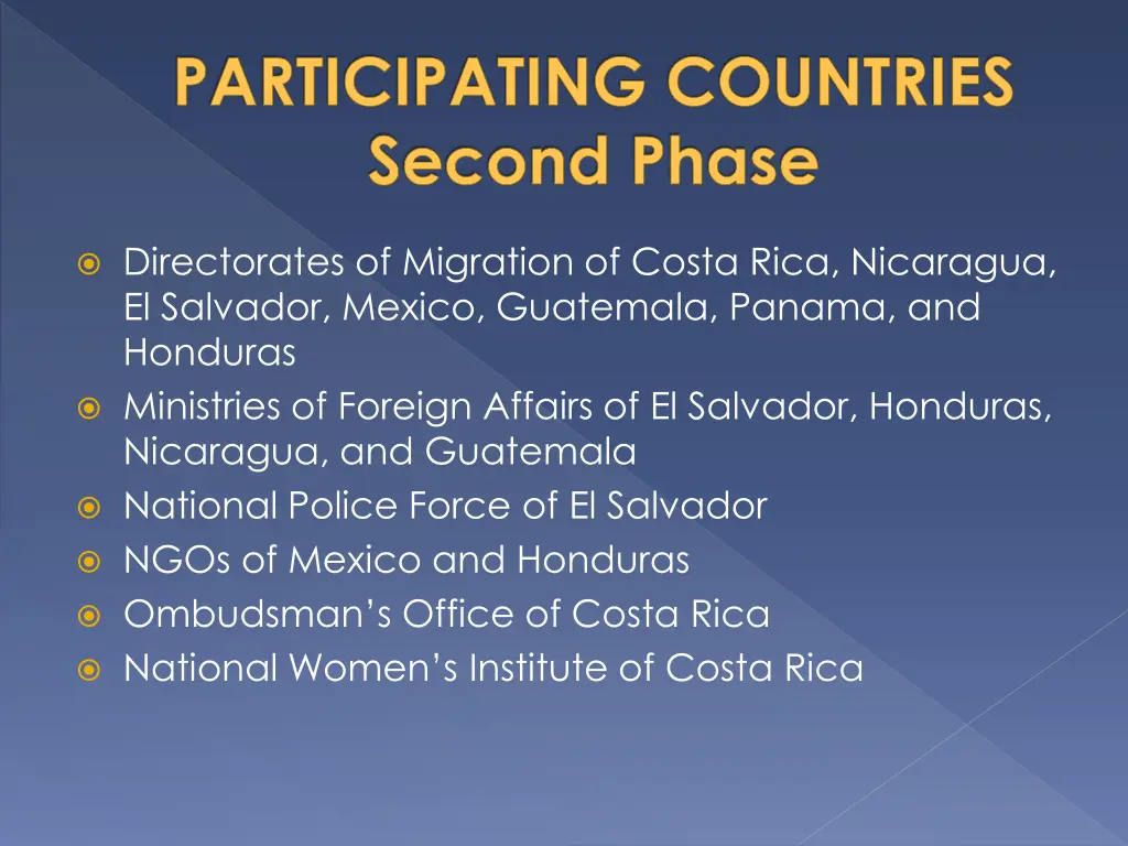 participating countries second phase