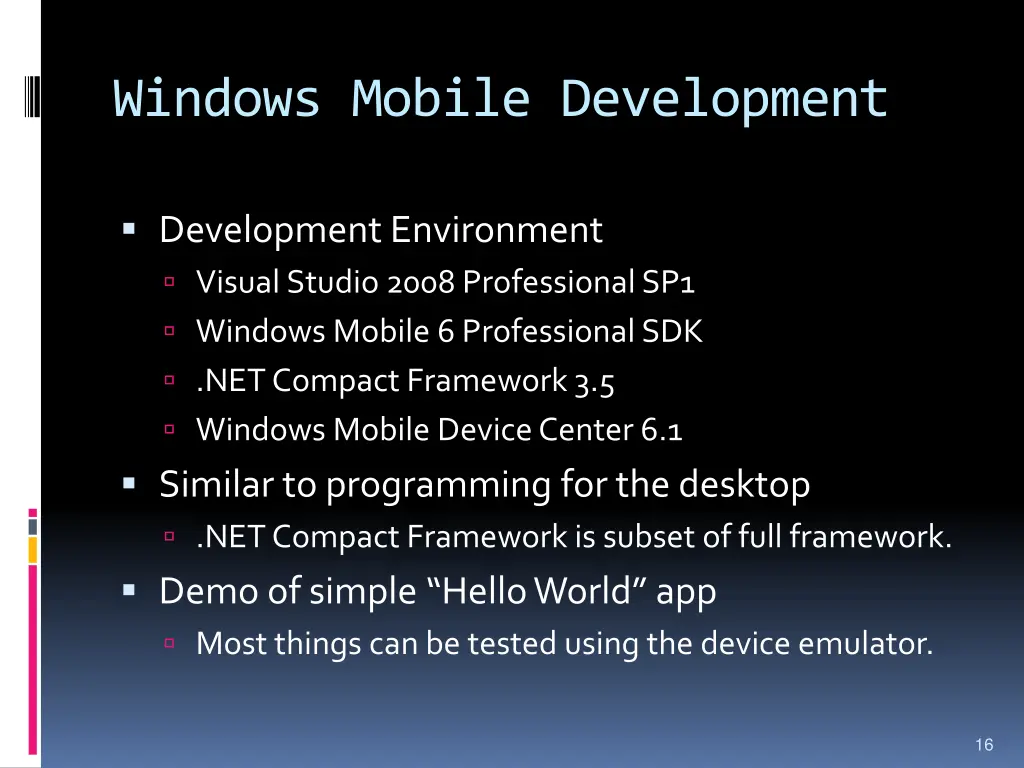 windows mobile development