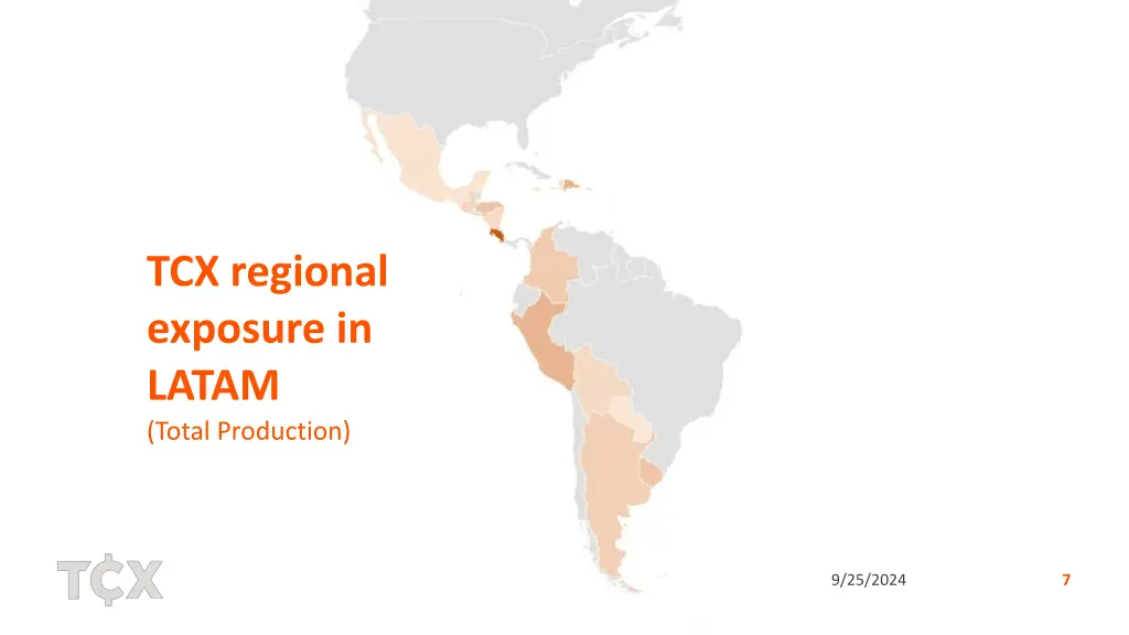 tcx regional exposure in latam total production