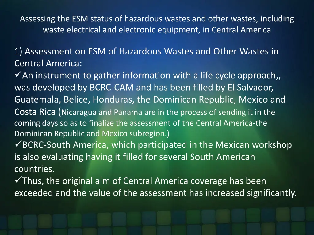 assessing the esm status of hazardous wastes 1