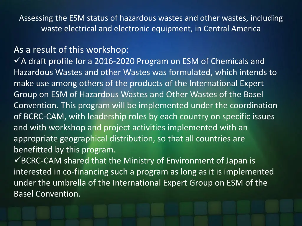 assessing the esm status of hazardous wastes 12