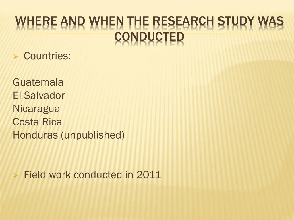 where and when the research study was conducted