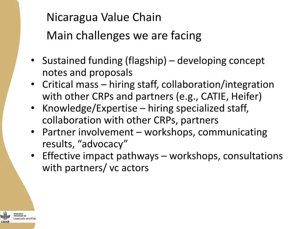 nicaragua value chain main challenges