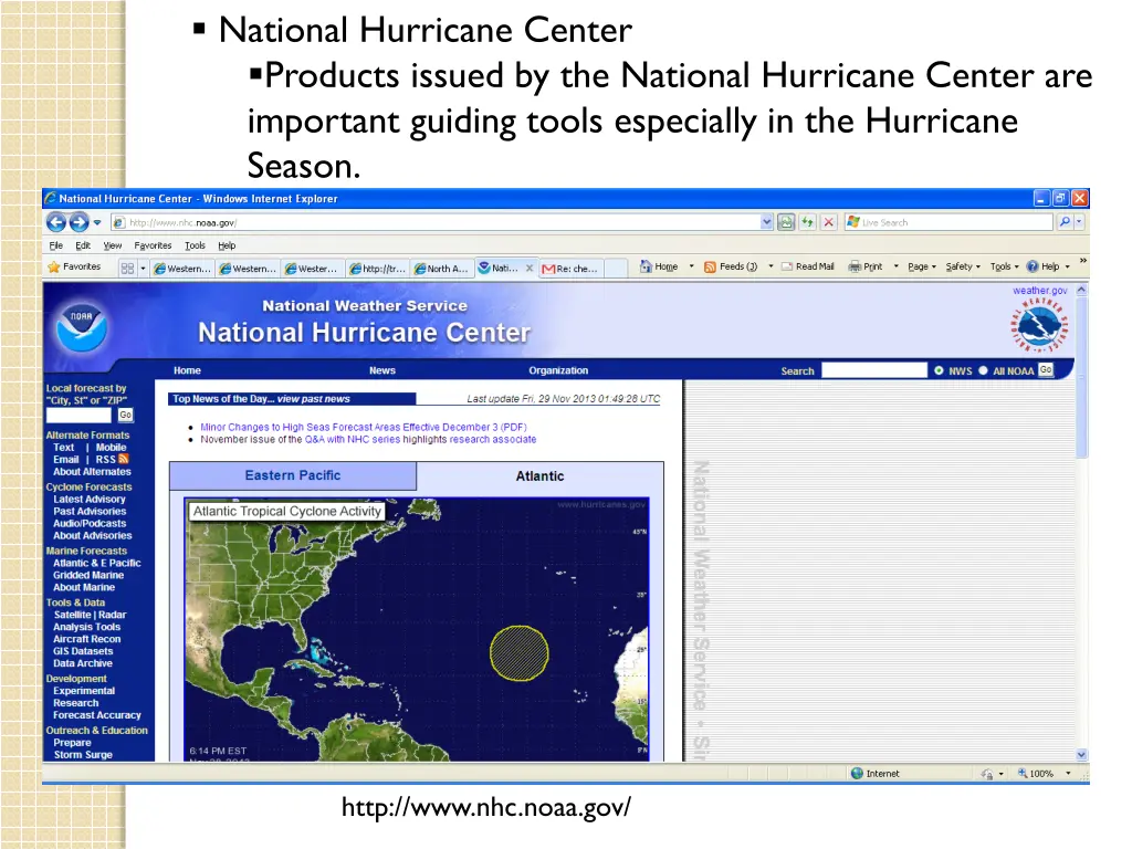 national hurricane center products issued