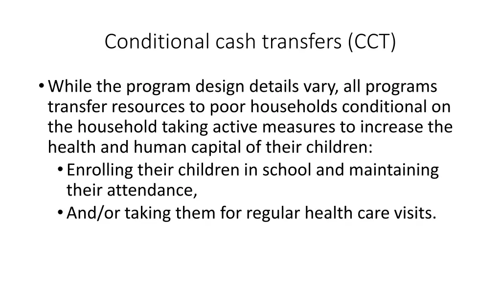 conditional cash transfers cct