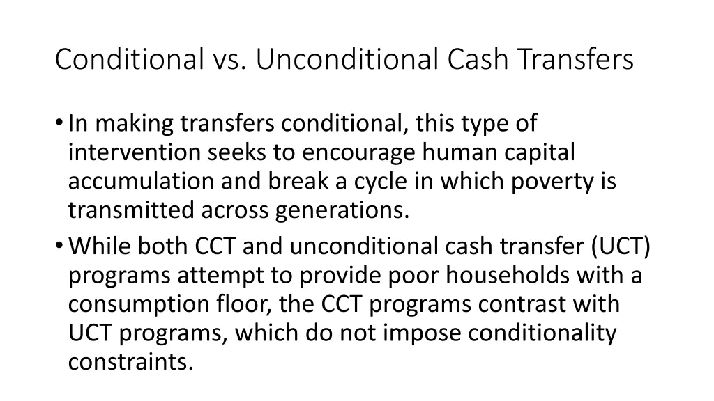 conditional vs unconditional cash transfers