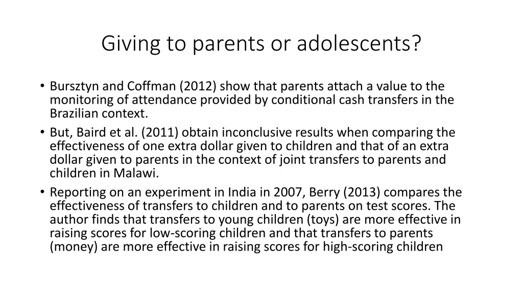 giving to parents or adolescents 1